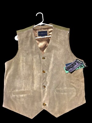 NOS VTG 90s Chereskin Imported Leather Vest Men’s XL Rare Find HTF With Tags-image