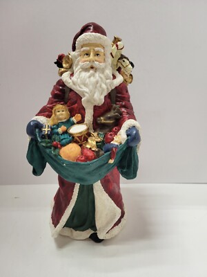 Vintage Wind Up 10” Santa Figurine Plays SANTA CLAUS IS COMING TO TOWN-image