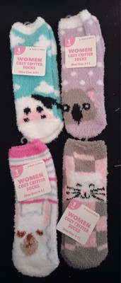 Lot Of 4 Women Cozy Critters Sock Size 4-11-image