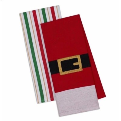 Design Imports Assorted Santa Belt Dishtowel Set Size OS New-image