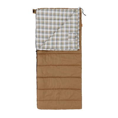35F Flannel Lined Rectangle Adult Sleeping Bag Brown 80