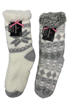 Cuddl Duds Faux Sherpa Cozy Lined Socks Alloy - Set of 2-image