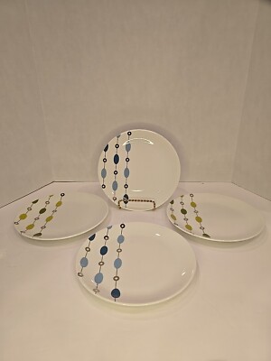 Pier 1 Beaded Garland 7.5 Salad/Dessert  Appetizer Plates Set Of 4-image