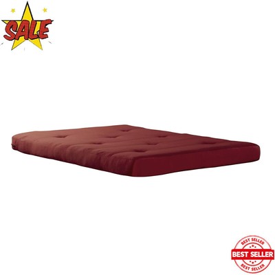 6 In Futon Mattress W/Tufted Cover & Recycled Polyester Fill Foldable Full Red-image