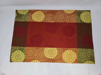 Pier 1 Imports Set Of 4 Color Block Floral Cotton Fabric Placemats Warm Tones -image