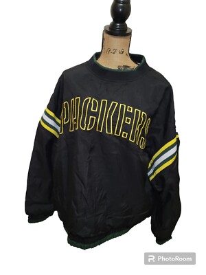 Vtg 80s Green Bay Packers NFL Football Mens LARGE Wind Breaker Pullover Jacket-image