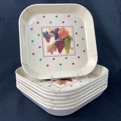Lot of 7 Design Imports Melamine Trinket Dish Tray 5” Grapes Made In Italy-image