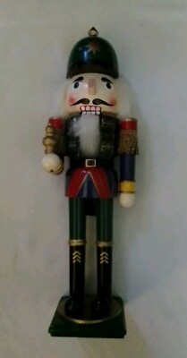 Vintage PIER 1 Imports 12” Nutcracker Wood Figurine Holiday Christmas Soldier ￼-image