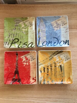 Pier 1 Imports Set of 4 Porcelain, European Design Dessert/Salad Plates-image