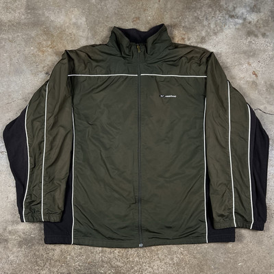 Vintage Reebok Full Zip Nylon Fleece Wind Breaker Lined Green Black 90s Size XXL-image