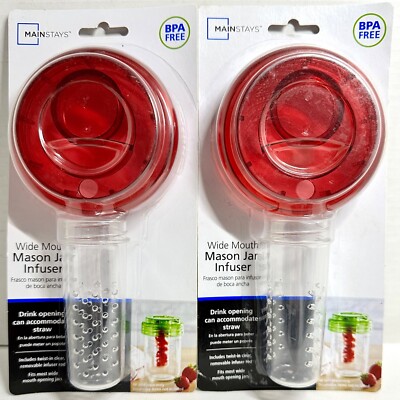 Lot Of 2 Mainstays Wide Mouth Mason Jar Lid with Infuser - FREE SHIPPING!-image