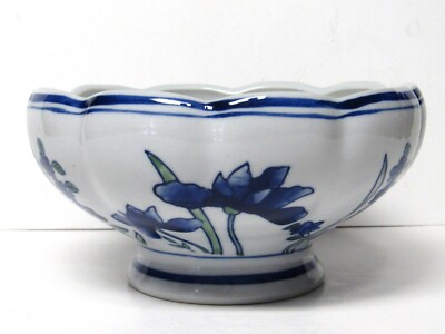 AAA Imports Decoware Fine Pottery Pedestal Planter Blue Floral Design Apopka FL-image