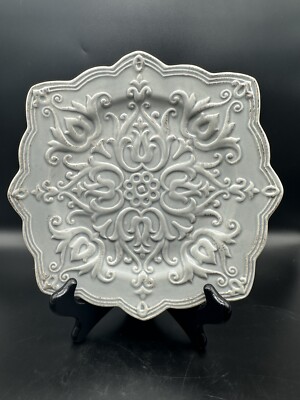 Pier 1 Chateau Clair Grey Salad Plate Pattern B Square 8.5