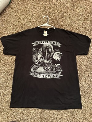 Brothers In The Wind T Shirt Mens M American Biker T Shirt Indian Motorcycle 90s-image