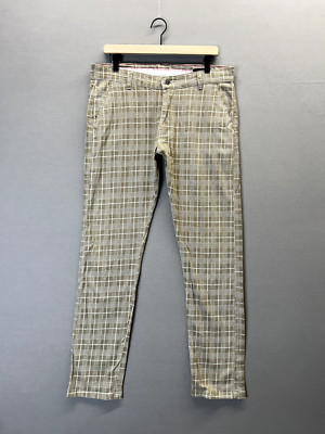 Gap Denim Couture Women Beige Plaid Office Pants Skinny Ankle Size 34-image