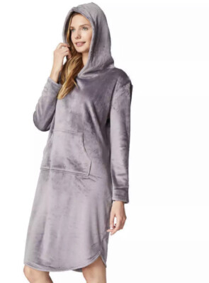 NEW 32 Degrees Heat Cozy Plush Fleece/Velour Sleep Dress Lounger Gray S/M-image