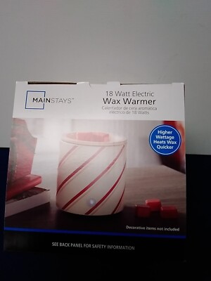 18 Watt Electric Wax Warmer White with Red Stripes Round 4x4x4-image