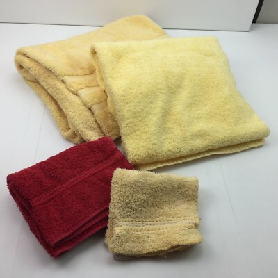 Mainstays Home Caress Bathroom Bath Hand Towel Washcloth Mickey Mouse Red Yellow-image