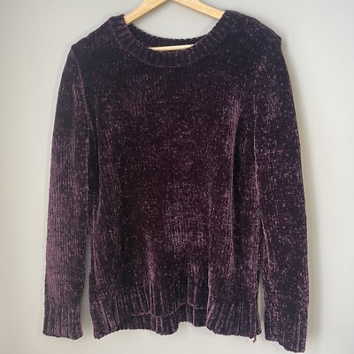 Orvis Ribbed Soft & Cozy Velour Pullover Sweater Plum Purple Women's Size Small-image