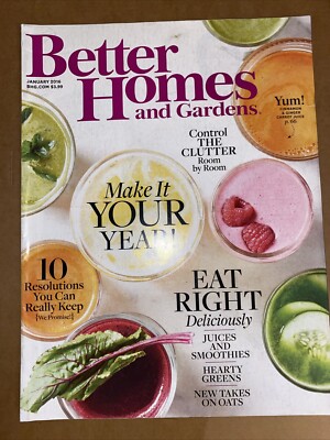 BETTER HOMES & GARDENS Magazine JANUARY 2016 SHIP FREE Control the Clutter 100p-image