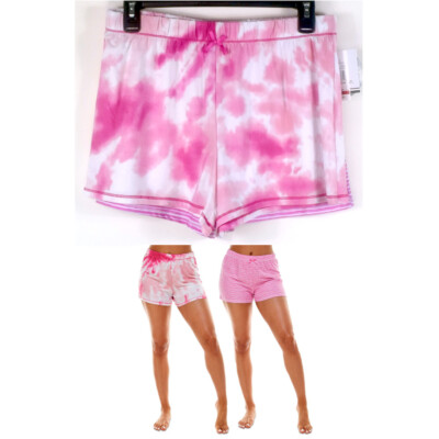 2 Pair Roudelain Yummy Cozy Printed Pajama Sleep Shorts Tie Dye Rose Size M New-image