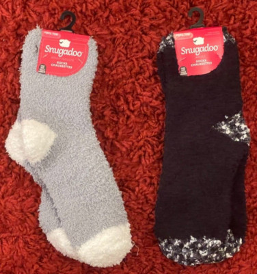 NEW Snugadoo Socks Gray White & Black Gray (2 pairs) Women’s Soft & Cozy-image