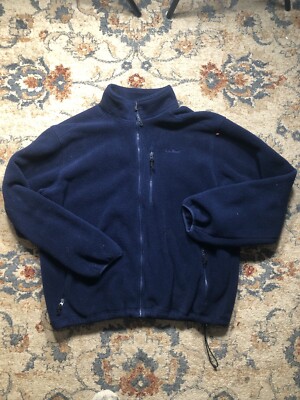 Vintage LL Bean Jacket Mens 2XL Blue Fleece Deep Pile Full Zip Outdoor USA-image