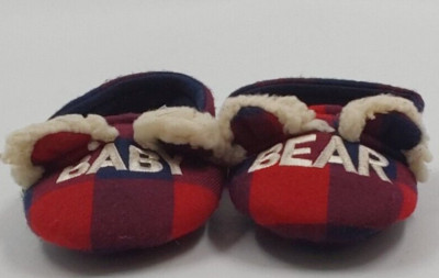 DearFoam's Cozy Comfort Baby Bear Plaid Closed Back Slippers Navy Plaid Size 3/4-image