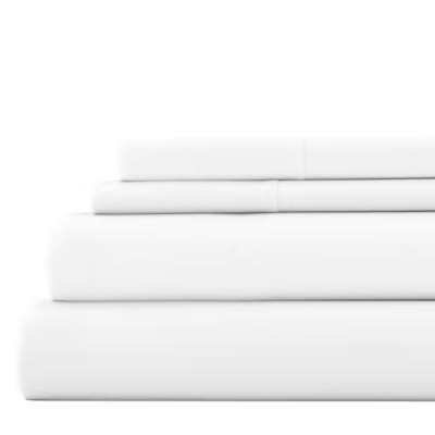 3-Piece White Solid Microfiber Twin XL Sheet Set-image