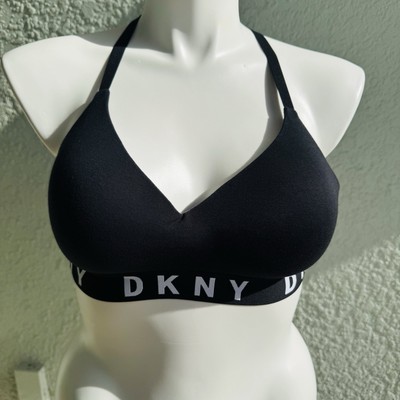 NWOT DKNY XL cotton Cozy Boyfriend Wirefree black Pushup Bra C cup racerback-image
