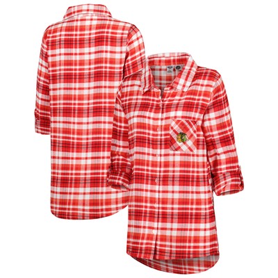 Women's Concepts Sport Red Chicago Blackhawks Mainstay Flannel Full-Button Long-image
