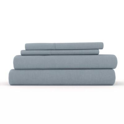 Becky Cameron Sheet Sets King 4-Piece Solid Linen+Rayon (Bamboo) Light Blue-image