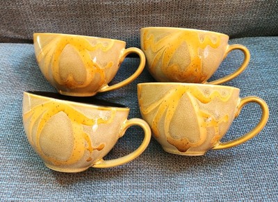 Pier 1 Imports Kioko 4 Stoneware Coffee Tea Mugs Cups Speckled Hand Painted-image
