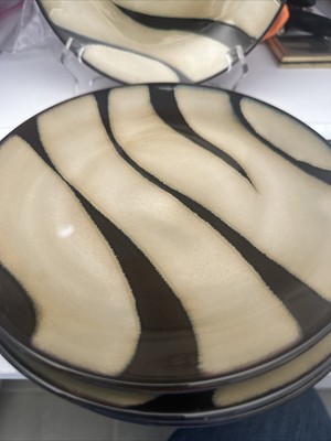 Pier 1 Zebra Brown Tan Stripes Salad Plates 8