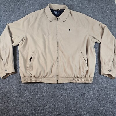 Vintage Polo Ralph Lauren Mens Beige Khaki Harrington Full Zip Jacket Size XL-image
