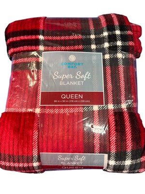 Comfort Bay Super Soft Blanket Queen Red Black Plaid 86x90 Cozy Winter Christmas-image