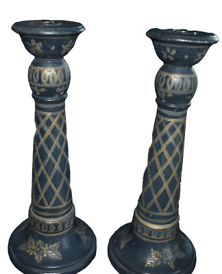 RAZ Import Brand Candle Holders. Lightweight-Navy & Gold Design on each.12