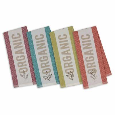 Design Imports 91559 Organic Cotton Waffle Print Dishtowels Set of 4-image