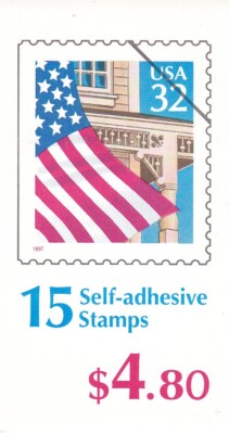 U.S. BOOKLET OF 15 SCOTT#BK227A 1997 32ct FLAG OVER PORCH MINT P#11111-image