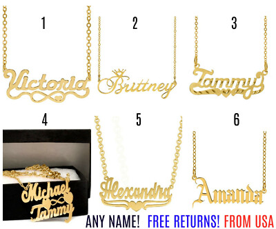 Personalized Sterling Silver 14K Gold Plated Handmade ANY NAME pendant necklace -image