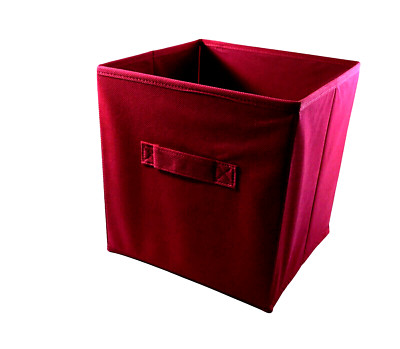 Main Stays Collapsible Fabric Storage Bin Room Organizer Red 10.5 x 10.5 Inch-image
