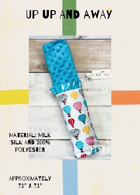 31”x31” Up Up and Away Minky Blanket with Satin Ruffled Edge, cozy and stylish-image