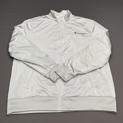 Vintage Champion Jacket Adult Large Gray Full Zip Spellout Windbreaker 90s Mens-image