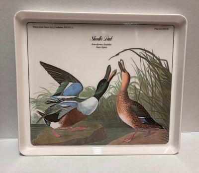 Vintage JJ Audubon Melamine Bird Shoveller Duck Serving Tray Plate Italy 12 x 10-image