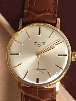 LONGINES 18K SOLID ROSE GOLD MANUAL WINDING ORIGINAL  DIAL GENTLEMAN'S WATCH-image
