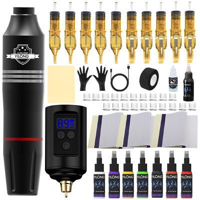 Wireless Tattoo Kit Complete for Beginners Pen Machine with Power Supply Needles-image