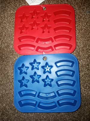 Stars & Stripes Flag Mold Silicone Cube Trays Blue & Red*Jello*Candy*Soap Molds-image