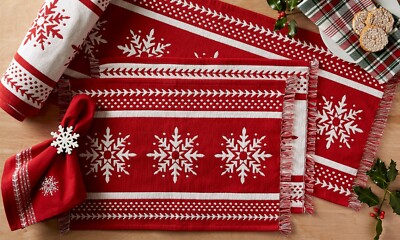 DII Nordic Snowflake Placemat / Table Runner / Napkin Collection -image