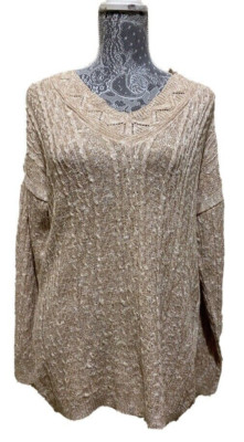 Passports Womens Sweater V-Neck Knit Chenille Shirt Pink Pullover Long Sleeves M-image