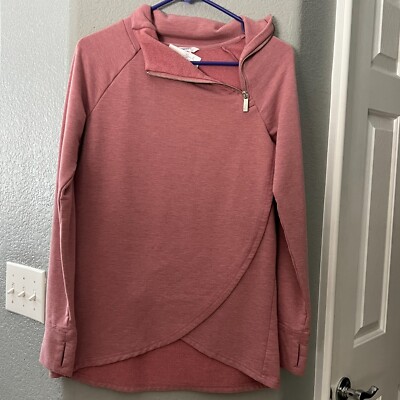 Jockey Women's Dusty Rose Asymmetrical Wrap Hem Cozy Pullover with Thumbholes --image